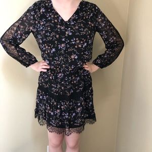 Joie NWT Floral and Black Lace Dress